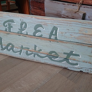 Vintage, altes Holz Flohmarkt Schild/Wandbehang