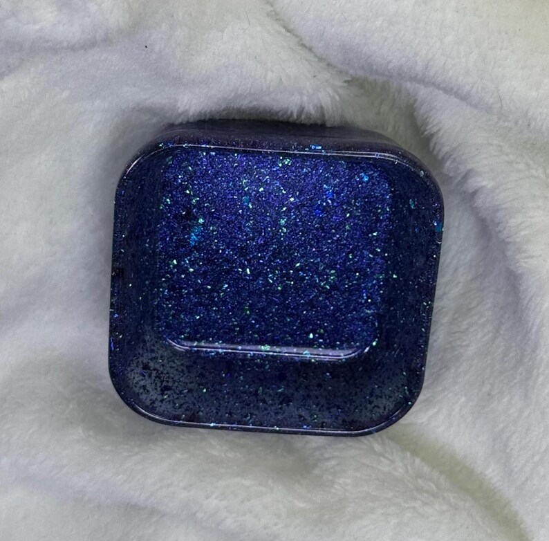 Blue Green Glitter Square Jewelry Dish Resin Trinket Holder Jewelry