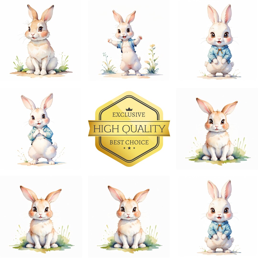 24 Cute Illustrated Rabbit AI Art Images Hand-drawn Pencil and ...