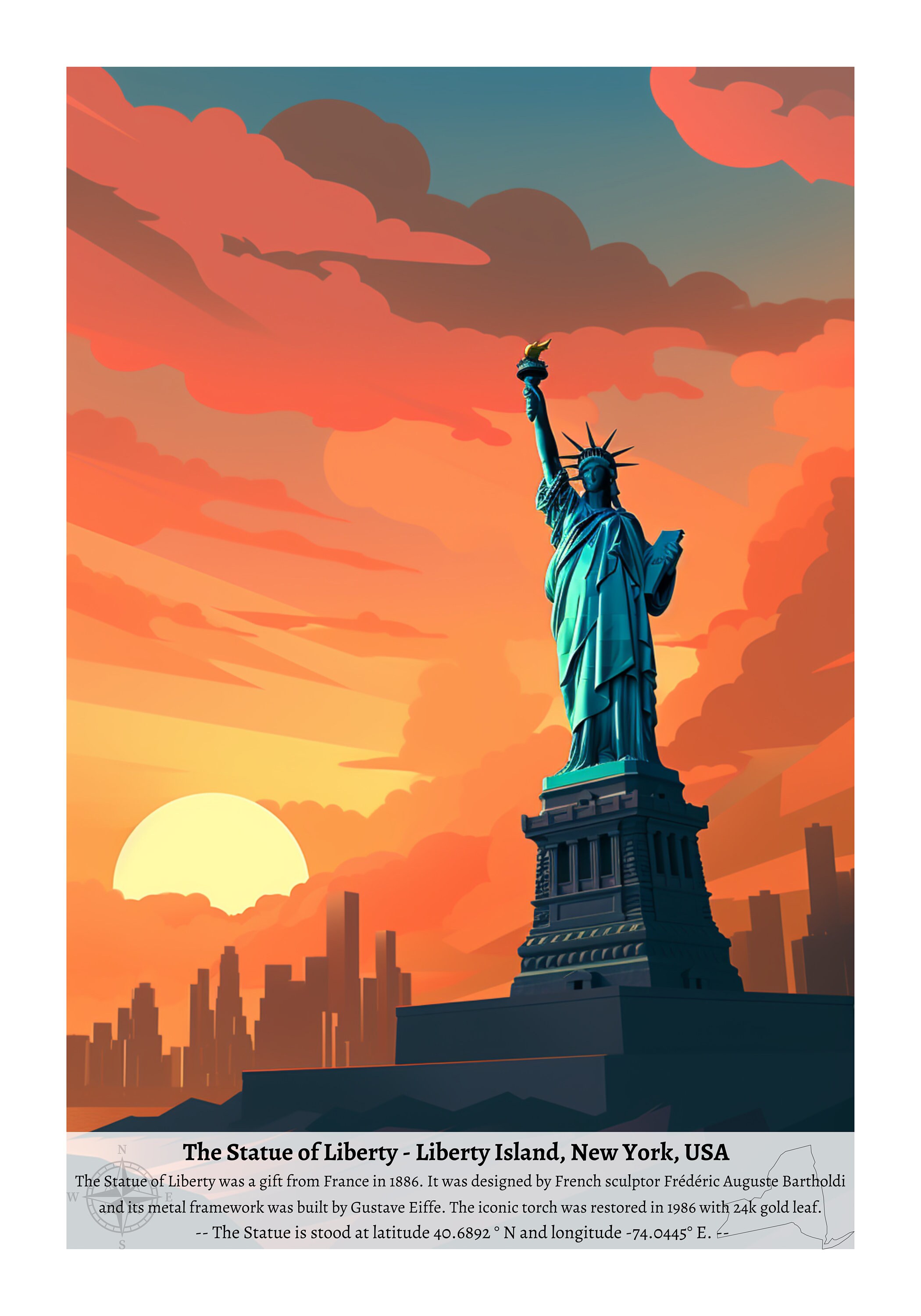 Statue of Liberty, Digital Art. New York City Fine Art Print for