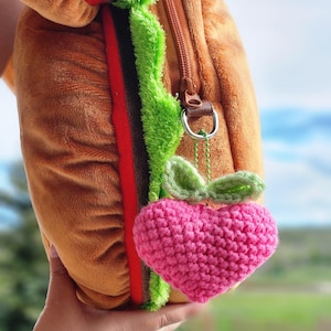 Crochet Heart Keychain, Cute Heart Bag Charm, Coquette Crochet Accessory, Keychain Gift, Gifts for Her