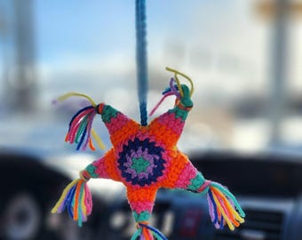Crochet Piñata Car Charm, Cinco De Mayo Car Hanger, Crochet Piñata Car Hanging, Crochet Mexican Piñata Car Decor