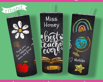 Gepersonaliseerde leraar waardering Tumbler, leraar waardering cadeau, aangepaste naam Tumbler, mager Tumbler, beste leraar ooit, school cadeau