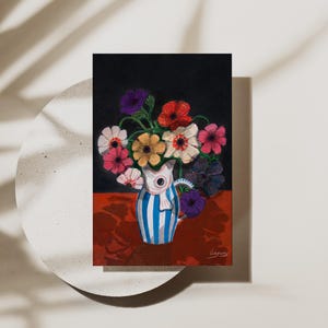 Anemoni Biglietto botanico Biglietto di ringraziamento Vaso di pesce di Pasqua Grazie mille Bouquet di fiori selvatici Inaugurazione di una casa eccentrica