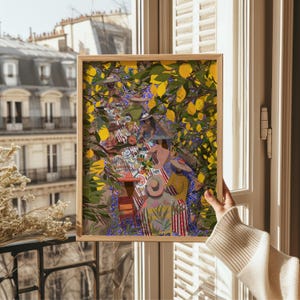 Poster di cibo italiano La Dolce Vita Stampa artistica Cena all'aperto Illustrazione Giardino di limoni Compleanno Stile di vita italiano Celebrazione Tavolo