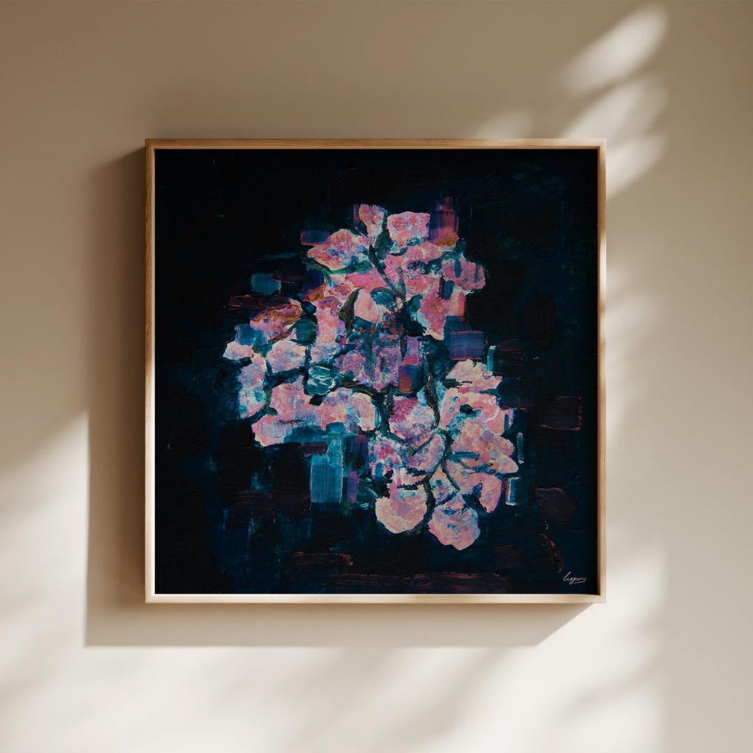 Antique Hydrangea Oil Painting Print, Dark Moody Floral Wall Art - Etsy