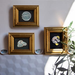 Miniature Still Life Bundle Oil Painting Prints, Oysters Lemons  Abalone Shells, Sardines, Rustic Coastal Decor 5x7&quot;
