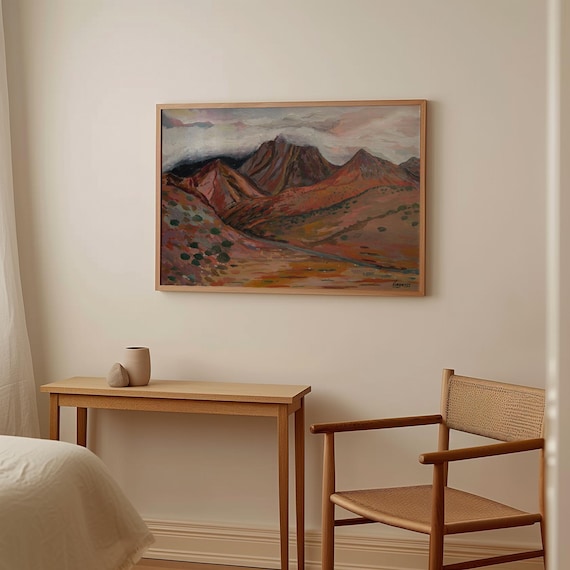 Atlas Mountains Art Print: Morocco Landscape Painting, Terracotta Desert Wall Art