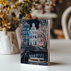Enkele kerstkaart Amsterdam, Nederlandse vakantiewenskaart Nautical Christmas