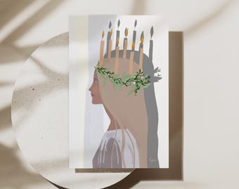 St Lucia Christmas Card Scandinavian Tradition Greetings Card Festival of Lights