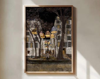 Ilustracja z Paryża, wydruk artystyczny, Rue Furstenberg Saint Germain Des Pres, lewy brzeg