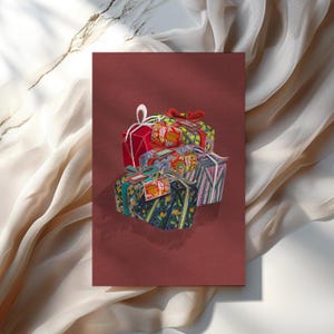 Panettone Italienische Weihnachtskarte, Einzelgrußkarte mit Hand gezeichneter Illustration des traditionellen Weihnachtssüßen Brotes Mailand 4 "x6"