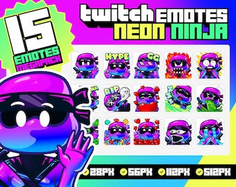 Paquete de emoticonos de Twitch de Neon Ninja: 15 emoticonos de jugador (descarga digital)