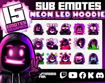 Purple Neon LED Hoodie Emotes – 15 Sub Emotes MegaPack