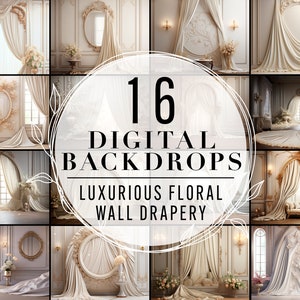 Luxurious floral wall drapery Digital Photography Backdrops, Photoshop Overlays, Studio For Photographers, Wedding & Maternity