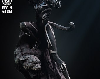 Op maat geschilderd Black Panther Shuri-beeldhouwwerk: 3D-geprint harsminiatuur (schaal 1:6)
