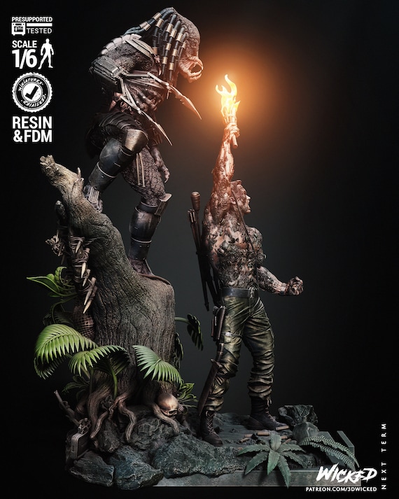 Wicked Movies Predator and Dutch Diorama V2 (lifting the