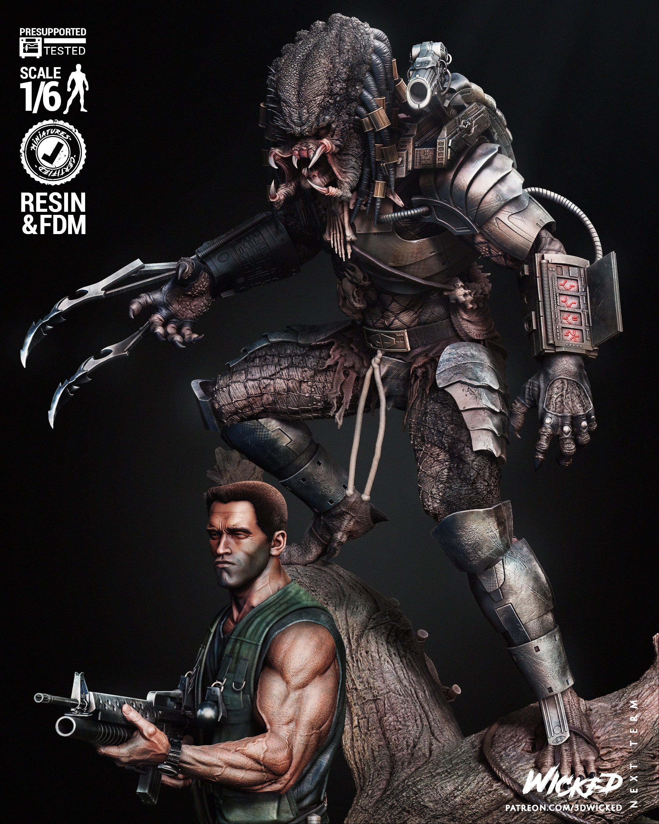 Wicked Movies Predator and Dutch Diorama Sculpture - Etsy