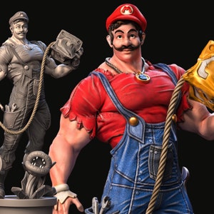 Custom Painted 3d printed Resin models, Custom Painted Figurines, Miniatures, Super Mario Video Game character 1:10 Scale - Game Lover Gift