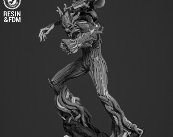 Wicked Marvel Groot en Rocket Diorama stripversie beeldhouwkunst