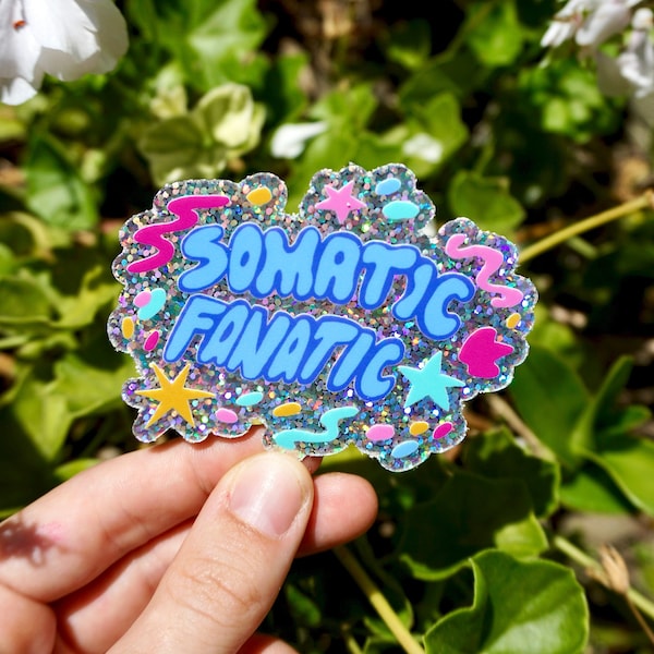 SOMATIC FANATIC Dance Sticker | 3 x 2.5 in. Glitter Sticker for Phone, Laptop, Water Bottle