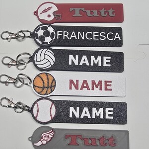 Custom Sports Bag Tag Keychain – Personalized 3D Printed Name Tag – School Spirit Gift