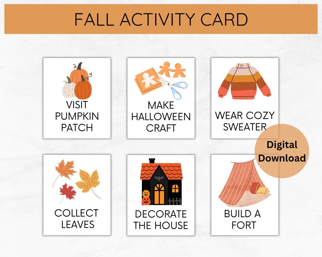 Fall Activity Cards Fall Activities Fall Bucket List Fall - Etsy