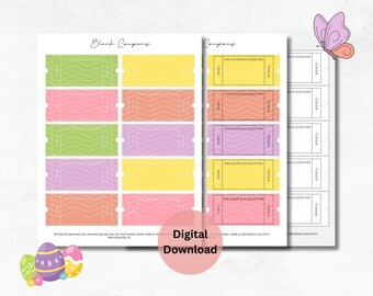 PRINTABLE Blank Coupon Book, Digital Download Coupon Forms, Printable ...