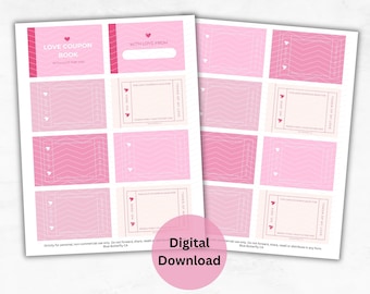 Valentine's Day Coupon Book, Blank Coupon Book Printable, Love Coupon Book, Birthday, Anniversary, Customizable Printable Valentine's Day