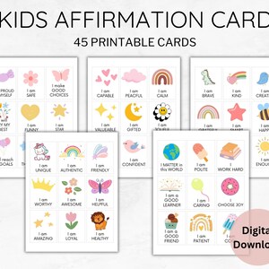 Affirmation Cards for Kids Printable, Kids Affirmation Station, Kids Mental Health Cards, Kids Positivity, Encouragement Cards, Self esteem