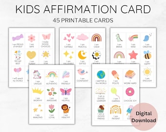 Affirmation Cards for Kids Printable, Kids Affirmation Station, Kids Mental Health Cards, Kids Positivity, Encouragement Cards, Self esteem