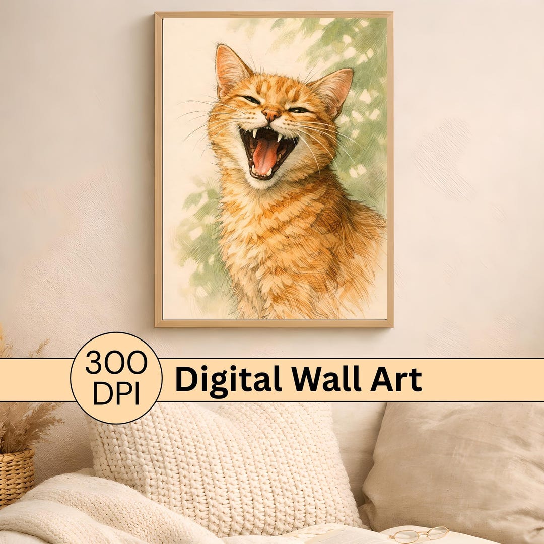 Orange Tabby Cat Wall Art Print Digital Download High Resolution 300 ...