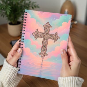 Inspirierendes Kreuz Spiralblock - Liniertes Kreuz, Christian Journal, Geschenk für den Glauben, Gebetsjournal, spiritueller Notizblock, Schreibwaren