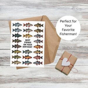 Tarjetas de felicitación, Tarjeta de cumpleaños divertida de pescador, Saludo de los mejores peces, Humor de pesca, Tarjeta de juego de palabras para papá, Regalo de pescador, Juego de 10 tarjetas