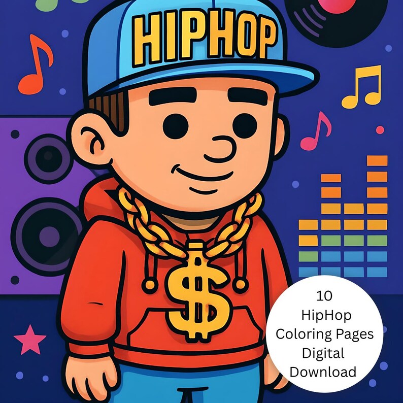 Digital Coloring Pages Hip Hop Printable Color Pages - Etsy