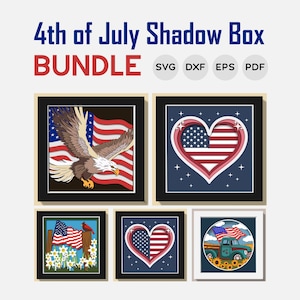 4th of July Shadow Box Bundle Svg, Patriotic Shadow Box Svg, USA Shadow Box svg, Flag Shadow box svg, 3D Heart Svg, Independence Day, Cricut