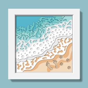 3D SEA WAVE SVG, Beach Shadow Box, Ocean Shadow Box, Beach Svg, Wave Svg, Sea Svg, Cricut e arquivo de corte de silhueta