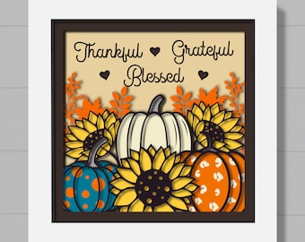 3D Pumpkin Sunflower Svg, Pumpkin Flower Shadow Box, Fall Shadow Box, 3D Fall Leaves, Fall Floral, Layered Papercut Svg, Cricut, Silhouette