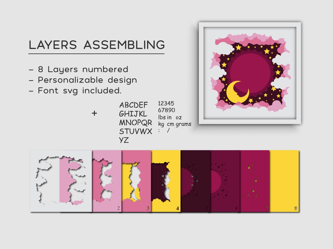 3D Baby Stats Bundle Shadow Box Svg, Baby Photo Frame, Baby Birth Stats ...