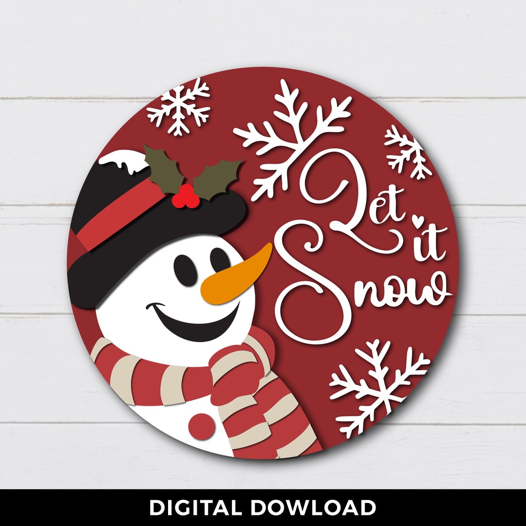 Let It Snow Door Hanger Svg, Snowman Sign Svg, Merry Christmas Sign Svg ...