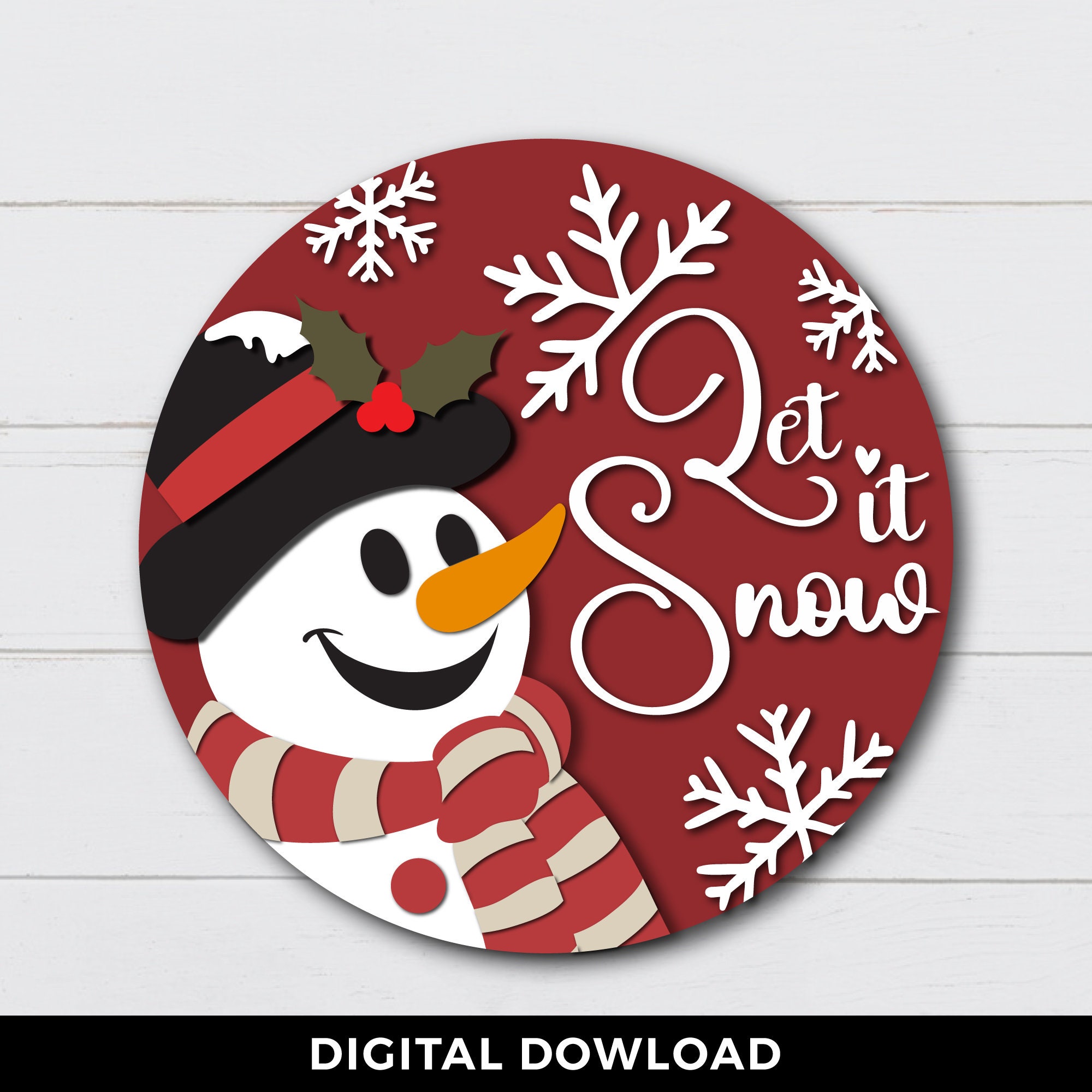 Let It Snow Door Hanger Svg, Snowman Sign Svg, Merry Christmas Sign Svg ...