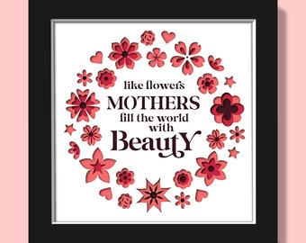 3D Moeders Svg, Moederdag shadowbox Svg, Multilayer Moeder Cadeau, 3D Box Moederdag, Moederdag Bloembak, Cadeau voor Papercut, Cricut