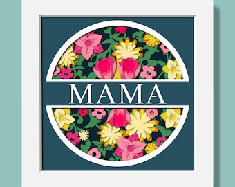 3D Moederdag Shadow Box Svg, Aanpasbare Mom Shadow Box, 3D Box Moederdag, Mama Floral, Moederdag Bloembak, 3D Aangepaste Naam Svg