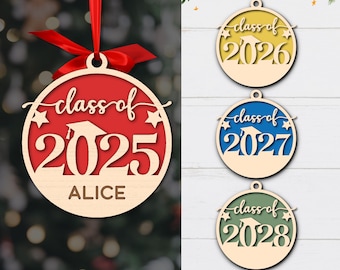 Senior Class of 2025 Ornament Svg, Graduation Ball Ornament Svg, Custom Name Svg, Car Charm Gift for Graduate, Glowforge, Laser Cut Files