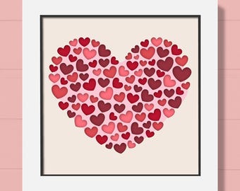 3D Heart Valentines Shadow Box Svg, Valentine Candy Heart Svg, Wedding Svg, Love Svg,  Layered Papercraft Svg, Cardstock Svg, Cricut Files