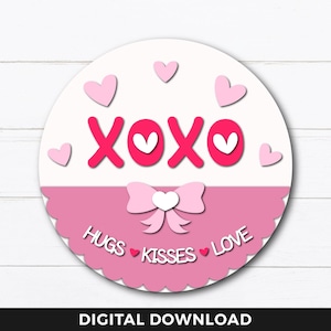 Accroche-porte Xoxo, Svg rond sur la porte Saint Valentin, signe coeur amour, décoration pour porte d'entrée, Glowforge, fichiers découpés au laser