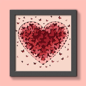 3D hart SVG, Valentines Shadow Box SVG, Valentine Candy Heart SVG, bruiloft SVG, liefde SVG, Valentine 3D print, Cricut bestanden, Cardstock SVG