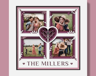 3D Family Gallery Shadow Box Svg, Family Layered Svg, Custom Names, Family Sign, Multi Photo Frame, Photo Shadow Box, For Cricut