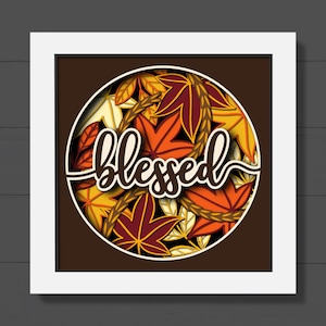 Gesegneter 3D-Schattenbox-Svg, Herbst-Schattenbox, Herbstlaub-Svg, Herbst-Stempel-Stempel, geschichtetes Papierschnitt-Svg, Für Cricut, Silhouette