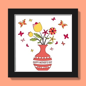3D Muttertags-Schattenbox Svg, Mama-Schattenbox, 3D-Box Muttertag, Geschenk für Mütter, Mama Blumen, Schmetterlinge Schattenbox, 3D Layered Cricut